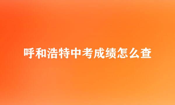 呼和浩特中考成绩怎么查