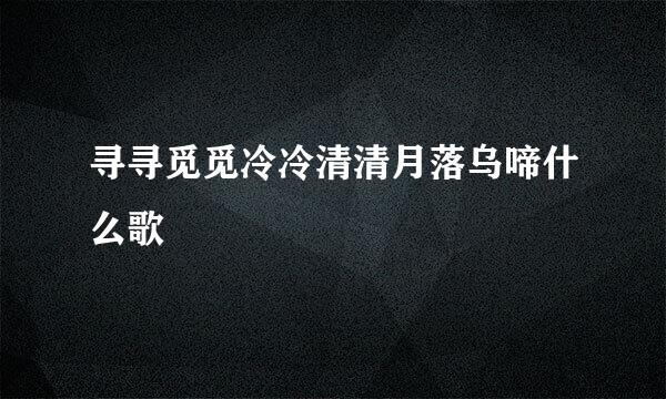 寻寻觅觅冷冷清清月落乌啼什么歌