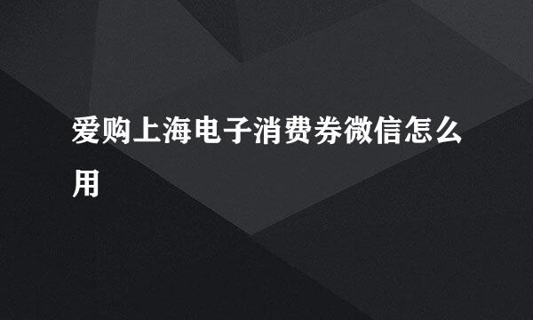 爱购上海电子消费券微信怎么用