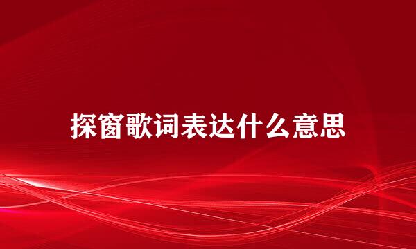 探窗歌词表达什么意思