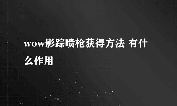 wow影踪喷枪获得方法 有什么作用