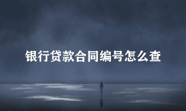 银行贷款合同编号怎么查