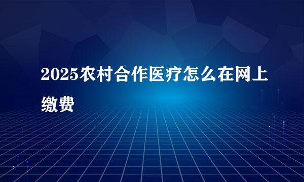 2025农村合作医疗怎么在网上缴费