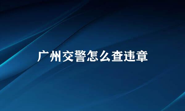 广州交警怎么查违章