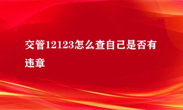 交管12123怎么查自己是否有违章