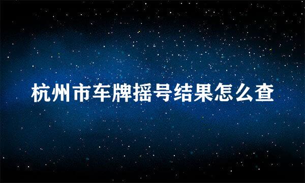 杭州市车牌摇号结果怎么查