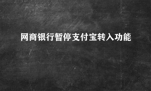 网商银行暂停支付宝转入功能