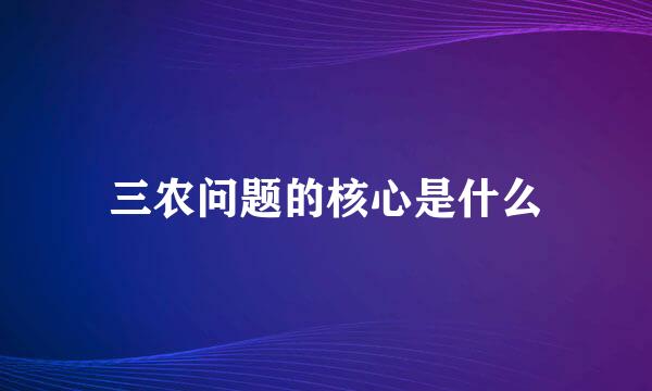 三农问题的核心是什么