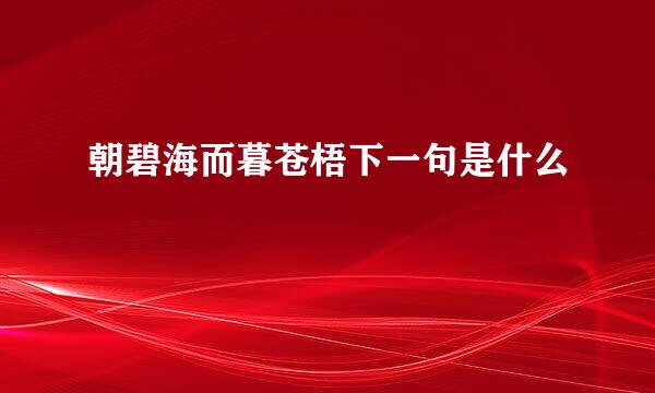 朝碧海而暮苍梧下一句是什么