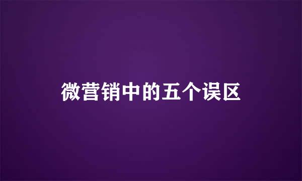 微营销中的五个误区