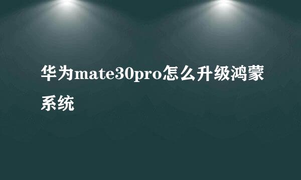 华为mate30pro怎么升级鸿蒙系统