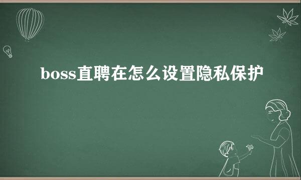 boss直聘在怎么设置隐私保护