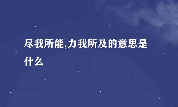 尽我所能,力我所及的意思是什么