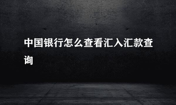 中国银行怎么查看汇入汇款查询