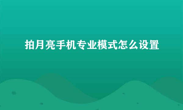 拍月亮手机专业模式怎么设置
