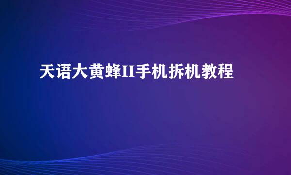 天语大黄蜂II手机拆机教程