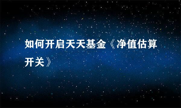 如何开启天天基金《净值估算开关》