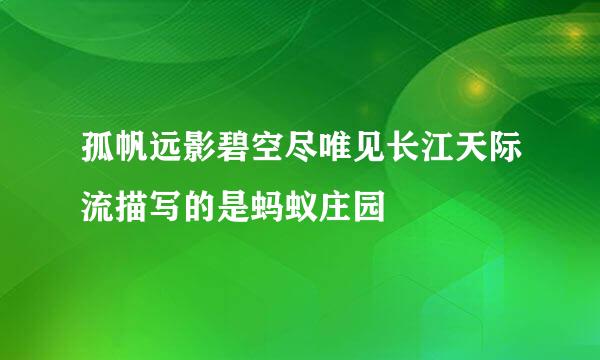 孤帆远影碧空尽唯见长江天际流描写的是蚂蚁庄园