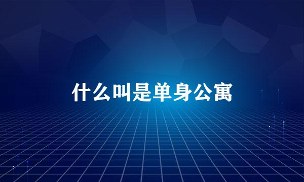 什么叫是单身公寓