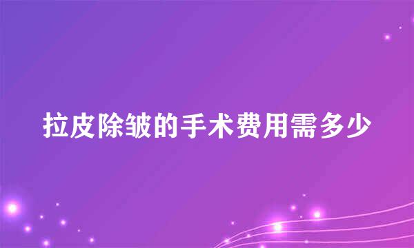 拉皮除皱的手术费用需多少