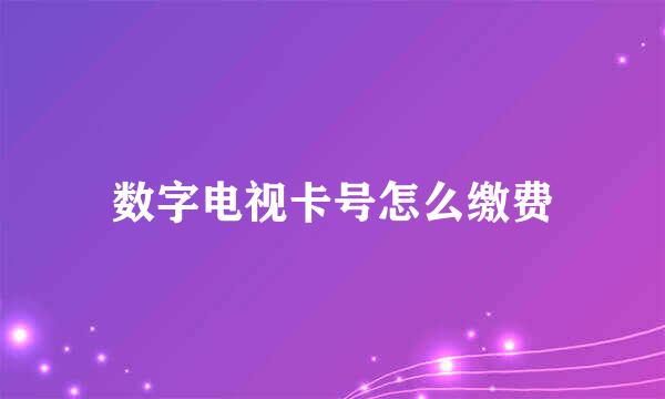 数字电视卡号怎么缴费
