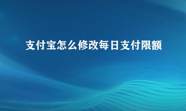 支付宝怎么修改每日支付限额