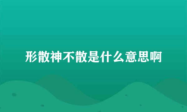 形散神不散是什么意思啊