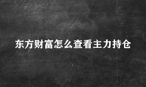 东方财富怎么查看主力持仓