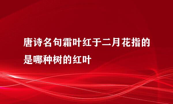 唐诗名句霜叶红于二月花指的是哪种树的红叶