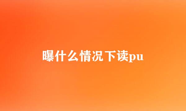 曝什么情况下读pu