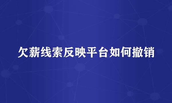欠薪线索反映平台如何撤销