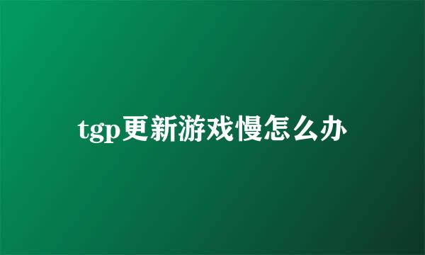 tgp更新游戏慢怎么办