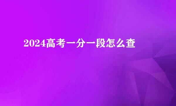 2024高考一分一段怎么查