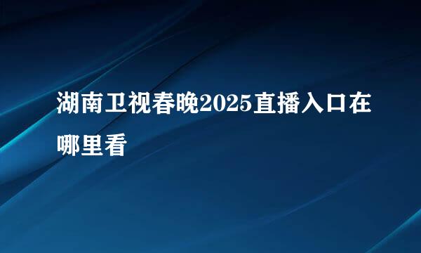 湖南卫视春晚2025直播入口在哪里看