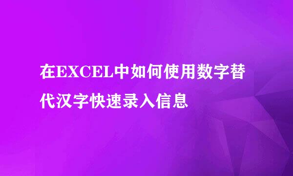 在EXCEL中如何使用数字替代汉字快速录入信息