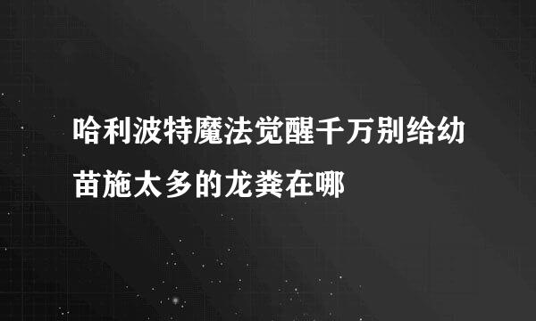 哈利波特魔法觉醒千万别给幼苗施太多的龙粪在哪