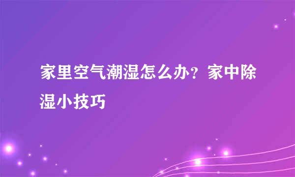 家里空气潮湿怎么办？家中除湿小技巧
