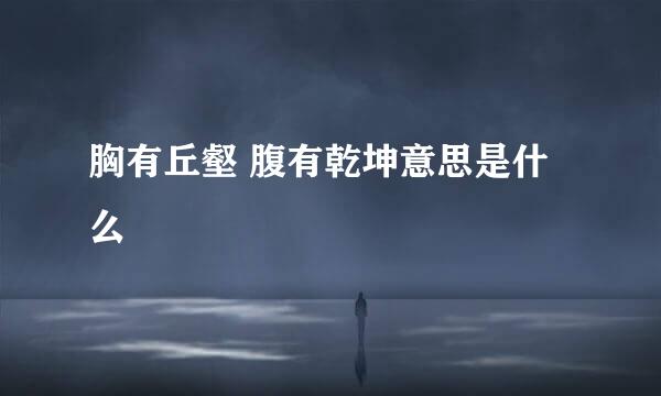 胸有丘壑 腹有乾坤意思是什么
