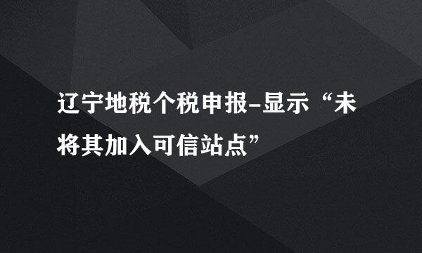 辽宁地税个税申报-显示“未将其加入可信站点”