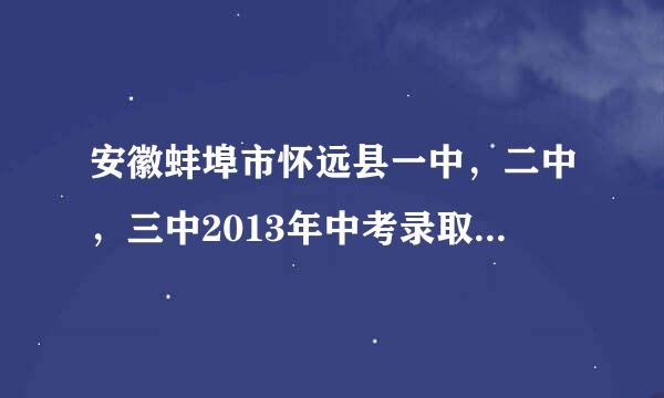 安徽蚌埠市怀远县一中,二中,三中2013年中考录取分数线各是多少