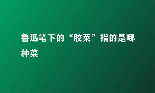 鲁迅笔下的“胶菜”指的是哪种菜