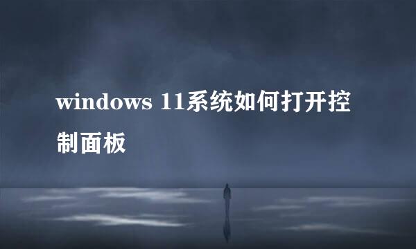 windows 11系统如何打开控制面板