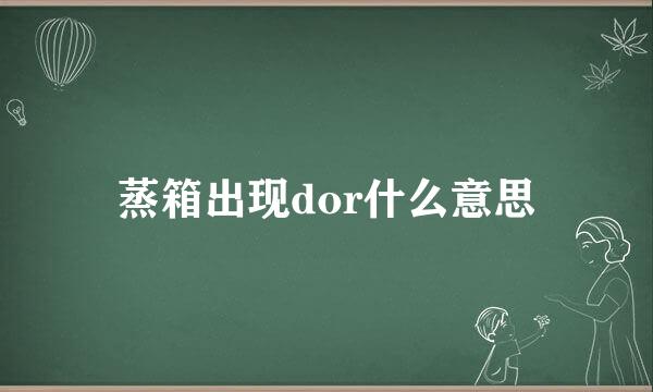 蒸箱出现dor什么意思
