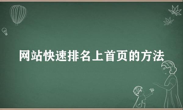 网站快速排名上首页的方法
