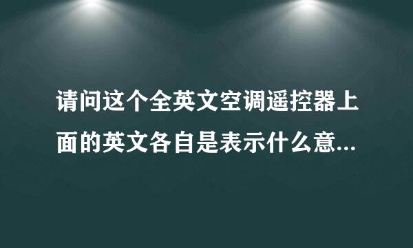 请问这个全英文空调遥控器上面的英文各自是表示什么意思？求教，谢谢！