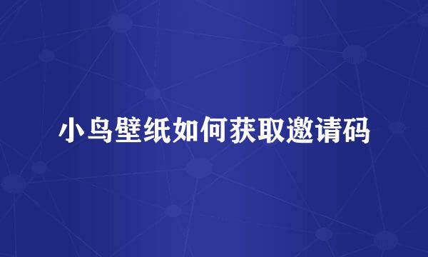 小鸟壁纸如何获取邀请码