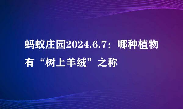 蚂蚁庄园2024.6.7：哪种植物有“树上羊绒”之称