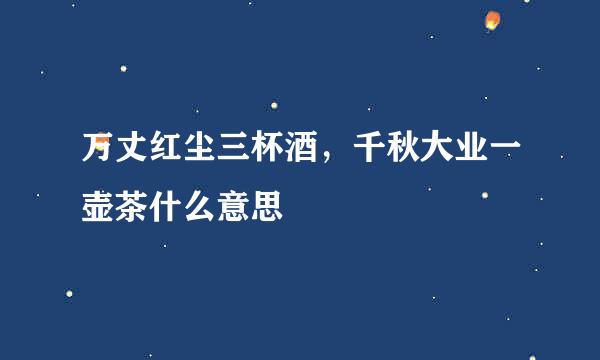 万丈红尘三杯酒，千秋大业一壶茶什么意思