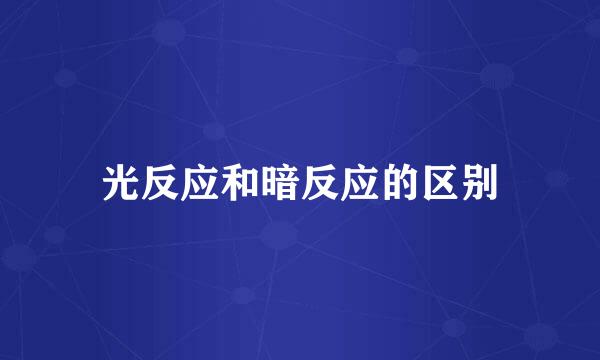光反应和暗反应的区别