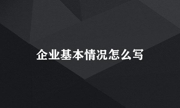 企业基本情况怎么写
